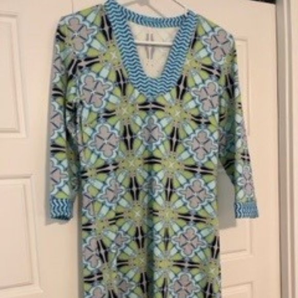 J. McLaughlin Blue Patterned Dress - Picture 1 of 3